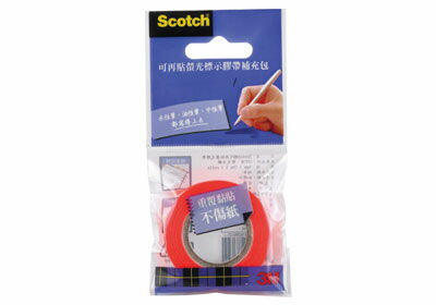 【3M】Scotch 812O(橘) 可再貼螢光標示膠帶(補充包)
