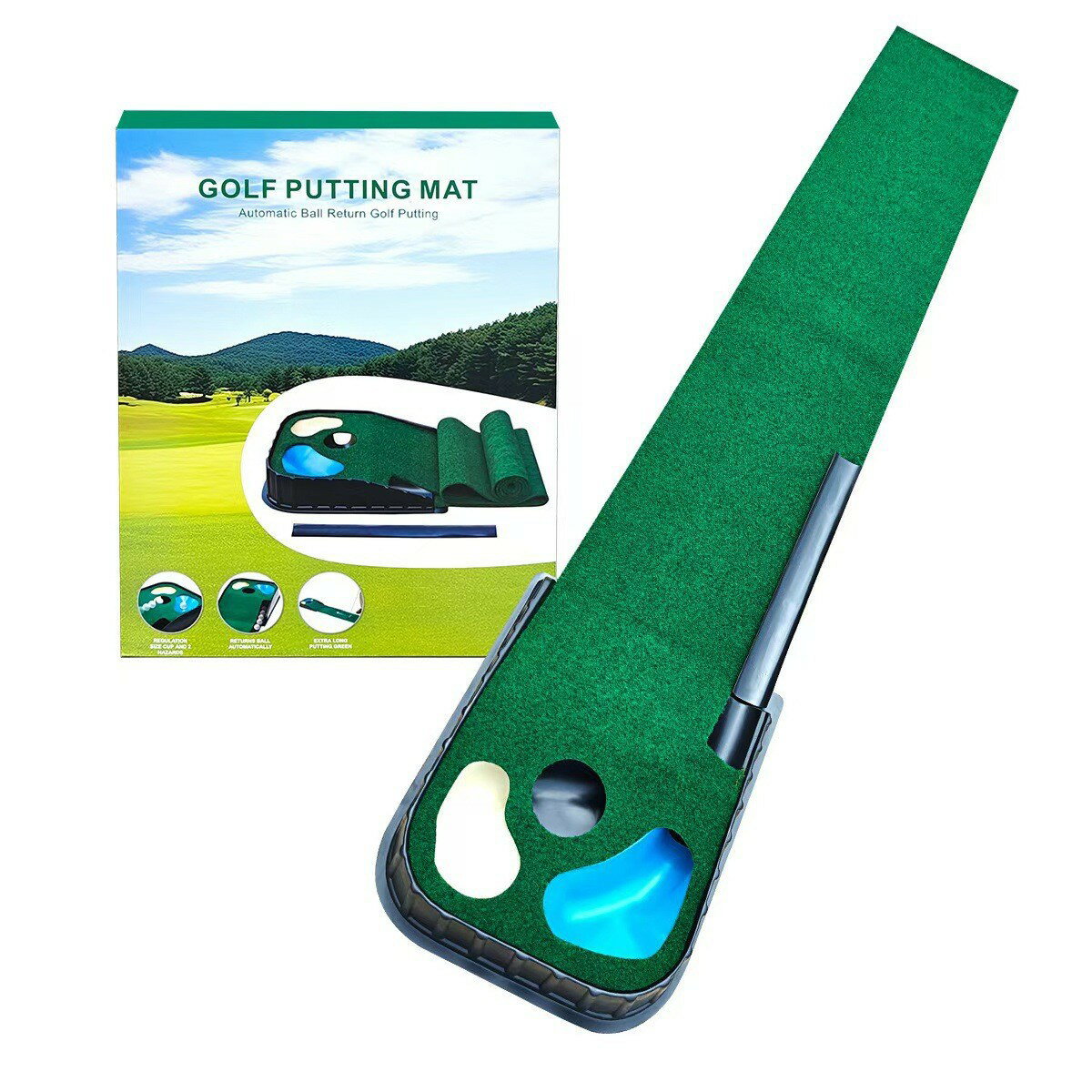 高爾夫推杆毯 絨面沙坑水坑模擬推杆練習器 推杆果嶺墊golf mat