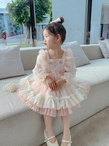巴拉巴拉寶寶公主裙女童春裝蕾絲連衣裙兒童甜美重工網紗裙洛麗塔
