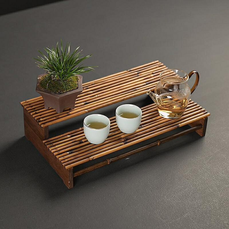 日式竹製瀝水杯架收納茶具整理架幹泡盤茶桌擺件瀝水茶盤茶道配件