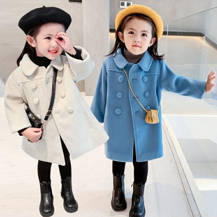 Baby童衣 兒童雙排釦外套 女寶寶大衣外套 女童長版外套 89063