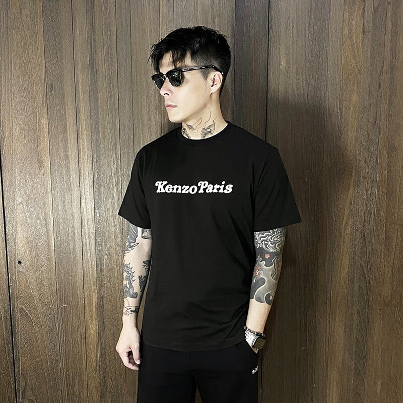 美國百分百【全新真品】KENZO 高田賢三 T恤 棉質 老虎 上衣 短袖 T-shirt logo 短T 黑色 CZ88