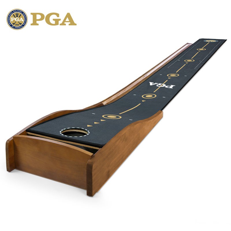 美國PGA 室內高爾夫實木推桿練習器辦公室/家庭練習毯高階禮品