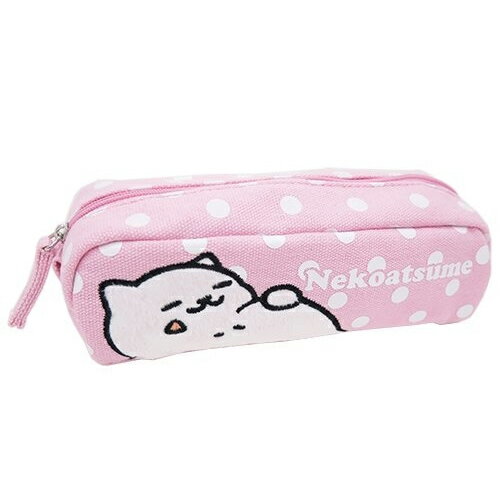 粉紅款【日本進口正版】貓咪收集 帆布 筆袋 鉛筆盒 收納包 Neko atsume - 427853