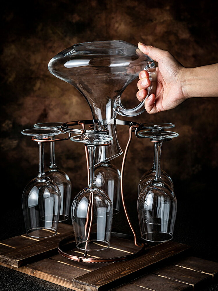 紅酒杯架倒掛擺件家用現代簡約個性創意紅酒杯醒酒器一體架高腳杯