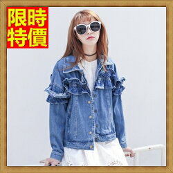 ☆牛仔外套 單寧夾克-韓版甜美寬松荷葉邊短版女外套71ad82【獨家進口】【米蘭精品】