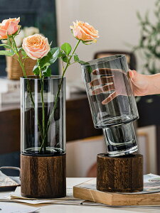 輕奢花瓶擺件簡約創意原色玻璃水養鮮花玫瑰百合客廳餐桌插花裝飾