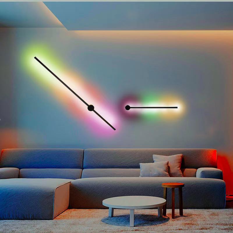 後現代創意壁燈藝術led線條RGB背景氛圍客廳臥室床頭北歐簡約壁燈 全館免運