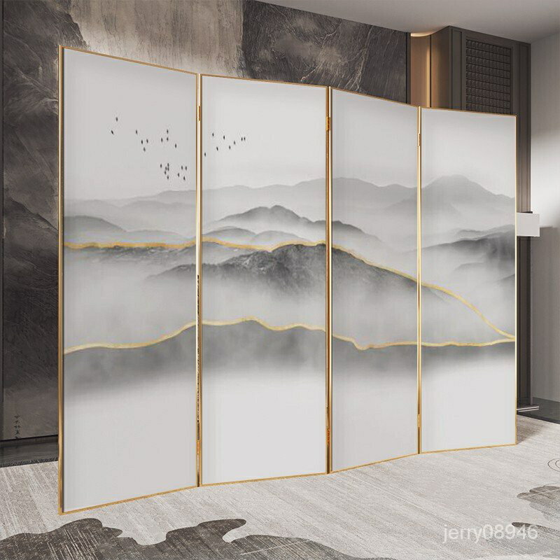 新中式屏風隔斷客廳餐廳裝飾遮擋簡約現代鋁合金輕奢可折疊移動