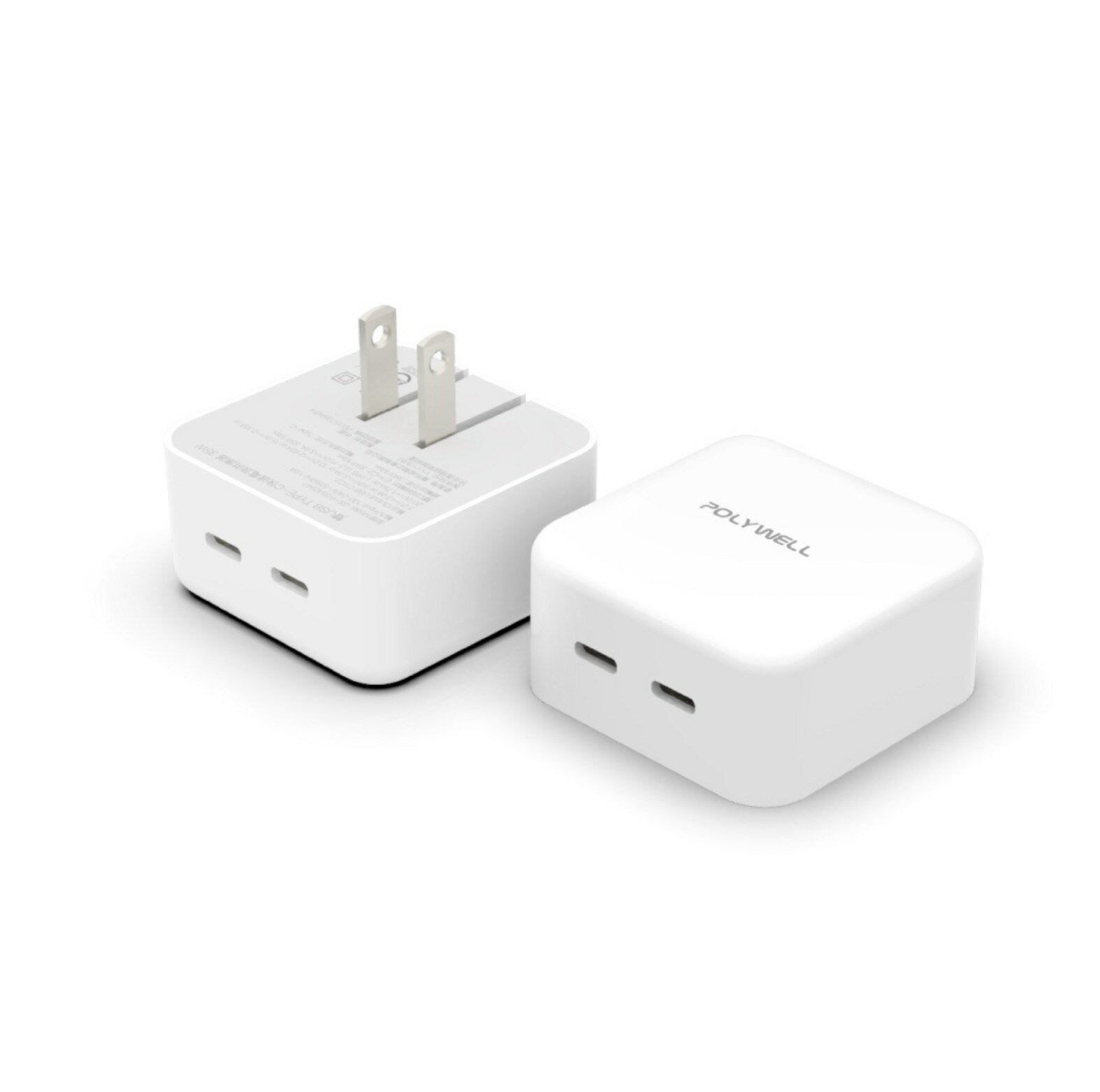 POLYWELL PD 雙孔 USB-C 快充頭 35W Type-C 充電器 GaN 氮化鎵 iphone 13 14 1