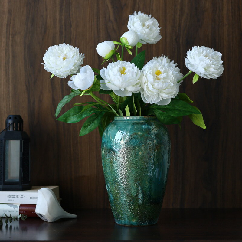 復古粗陶陶瓷花瓶花器家居餐桌擺件陶藝水培客廳裝飾干花插花器