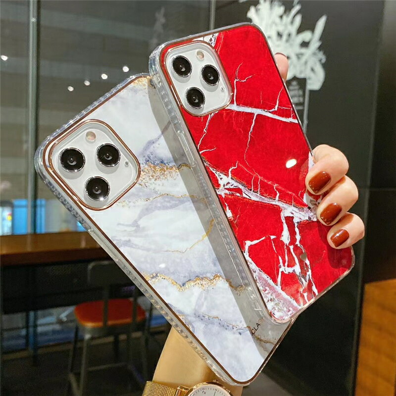 手機殼 ● 大理石裂紋12Pro適用iPhone11手機殼XR奢華矽膠蘋果13硬殼xsmax潮