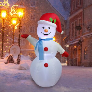 聖誕節裝飾 圣誕裝飾品帶燈充氣氣模帶著圣誕帽的圣誕雪人適用于節日派對 夏洛特居家名品