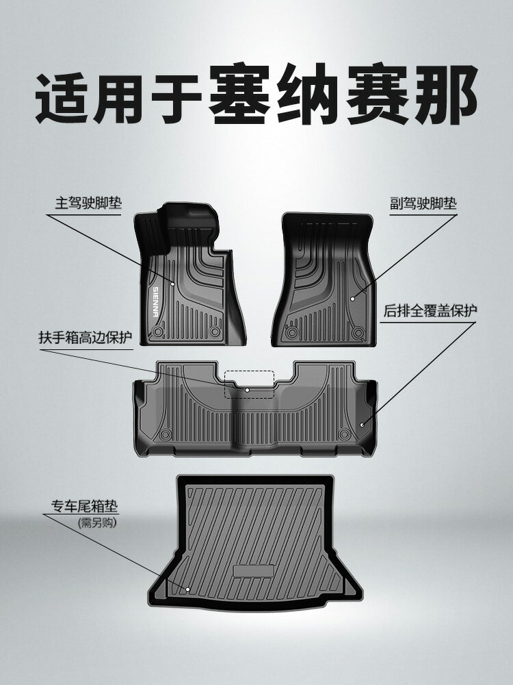 優購生活 適用於豐田塞納賽那汽車腳墊大全包圍TPE防水防滑SIENNA腳踏墊tpe汽車腳墊 立體腳踏墊 汽車腳踏墊 椅腳墊 車用腳墊