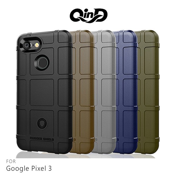 QinD Google Pixel 3 戰術護盾保護套 氣囊 減震抗摔 全包邊 保護殼 背蓋 保護套【APP下單4%點數回饋】