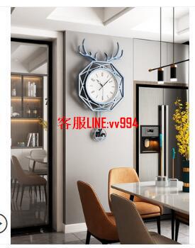 北歐鹿頭鐘表掛鐘客廳創意時尚現代簡約時鐘掛墻網紅家用餐廳掛表