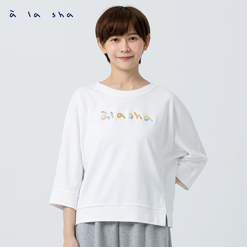 a la sha 立體繡花Logo連袖T