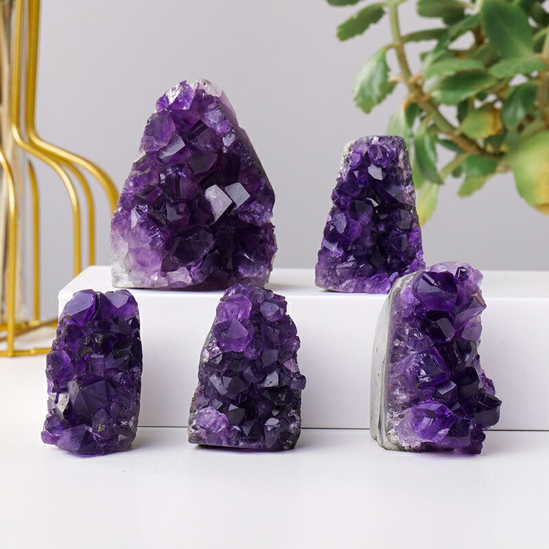 天然紫水晶簇擺件紫晶洞紫晶塊原石礦物標本家居桌面裝飾工藝禮品