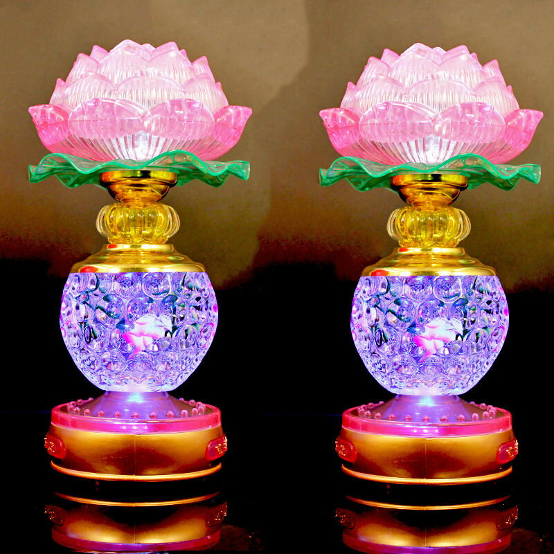 工廠直銷 【附發票】 免運 佛具 供燈 佛燈 蓮花燈 佛前供燈 LED蓮花燈觀音玻璃佛供燈財神燈招財供燈佛前家用長明燈佛燈變色特惠/開立發票 全館八折 售後保障 s1217