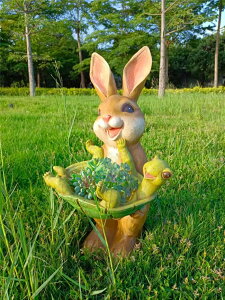 創意可愛落地兔子花盆庭院花園草坪裝飾幼兒園室外擺件動物雕塑品
