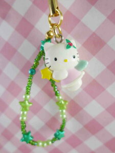 【震撼精品百貨】Hello Kitty 凱蒂貓 KITTY手機吊飾-聖誕圖案-綠天使 震撼日式精品百貨