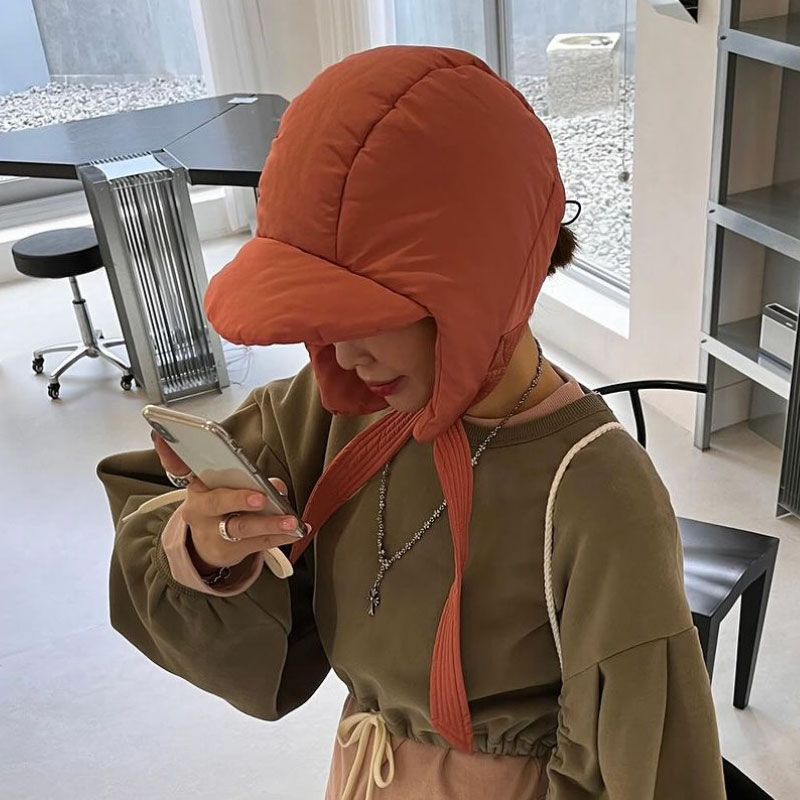 ANNAS 正韓羽絨棉雷鋒帽 巴拉克拉法帽 遮耳帽 飛行帽 綁帶空氣感帽子 保暖耳罩 百搭小臉 韓國網紅