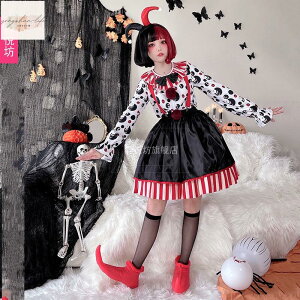 萬聖節馬戲團小丑女套裝成人服裝舞臺魔術師表演服惡魔服
