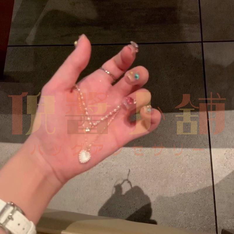 雙層愛心珍珠項鏈女 輕奢小眾頸鏈高階設計感 ins風時尚百搭鎖骨鏈女