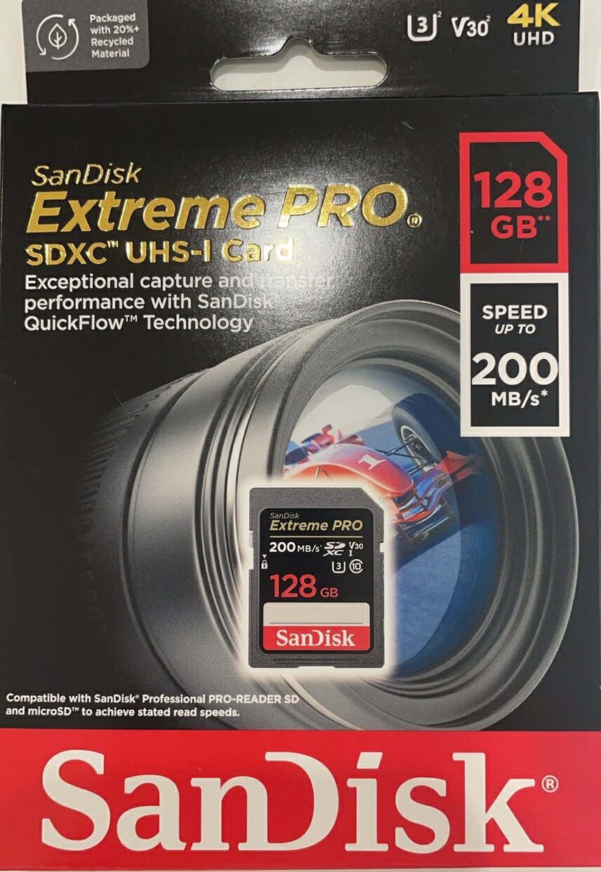 SanDisk 128GB 128G SD【200MB/s Extreme Pro】SDXC SDSDXXD-128G 4K