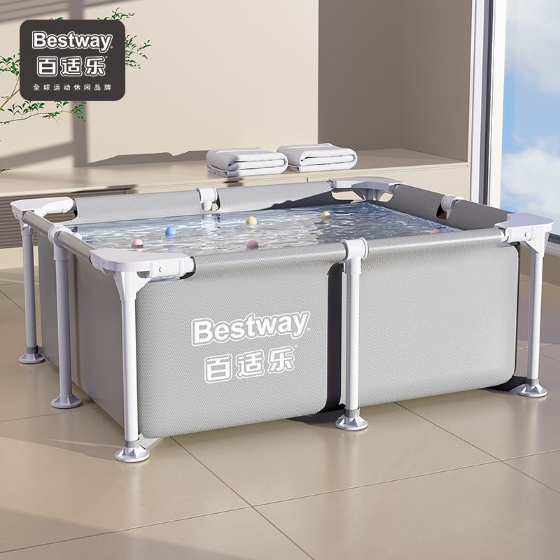 熱賣款！免運 游泳池 魚池 水池 Bestway支架游泳池大型家用兒童家庭可折疊戶外加厚魚池加高小孩 八折下殺 限時減免 可開發票