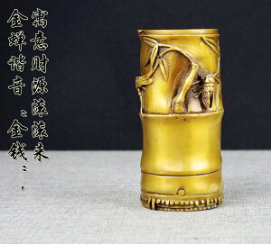 銅筆筒 竹子筆筒 純銅仿古節節高 辦公室創意 復古中國風擺件