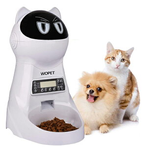 WOpet【日本代購】自動寵物餵食器 中小型貓犬用 定時器 可錄音 連續15天自動餵食3.5L
