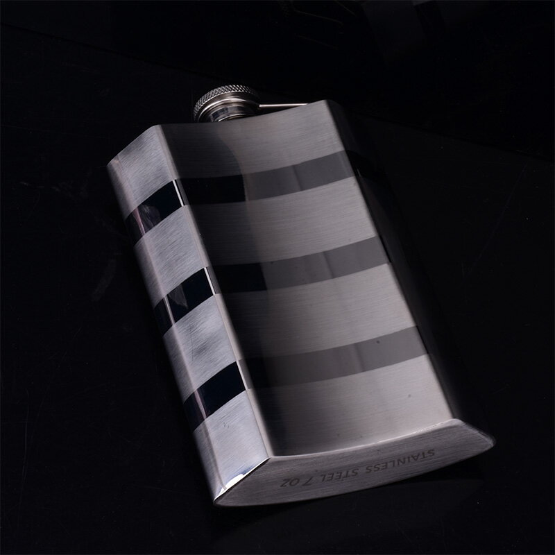 304不銹鋼酒壺戶外隨身便攜7盎司斑馬線水壺金屬酒瓶水壺酒具禮品 4