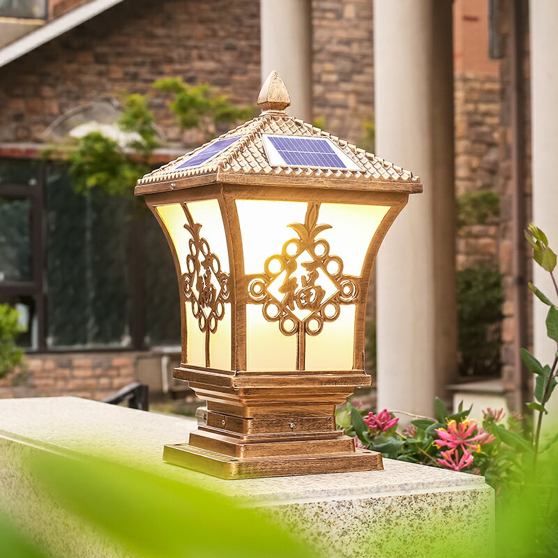 太陽能柱頭燈LED戶外防水庭院別墅墻頭圍墻大門燈大氣家用門柱燈