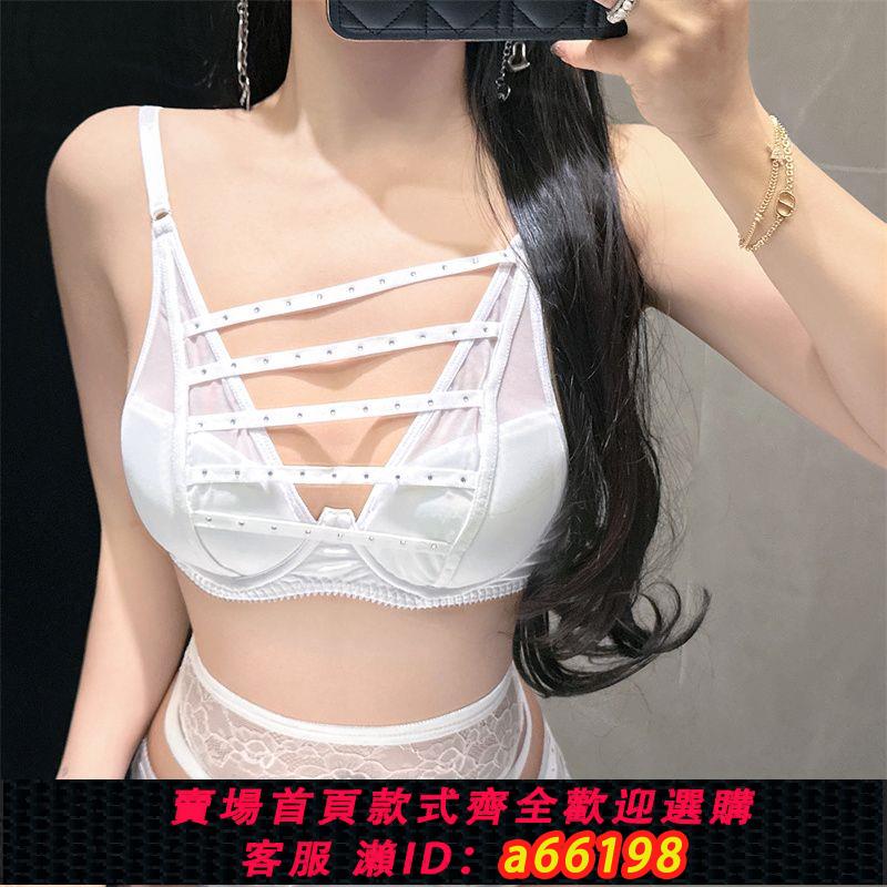 【臺灣公司 可開發票】思物/ 舒服法式綁帶燙鉆輕薄棉墊聚攏內衣性感內搭文胸內褲套裝