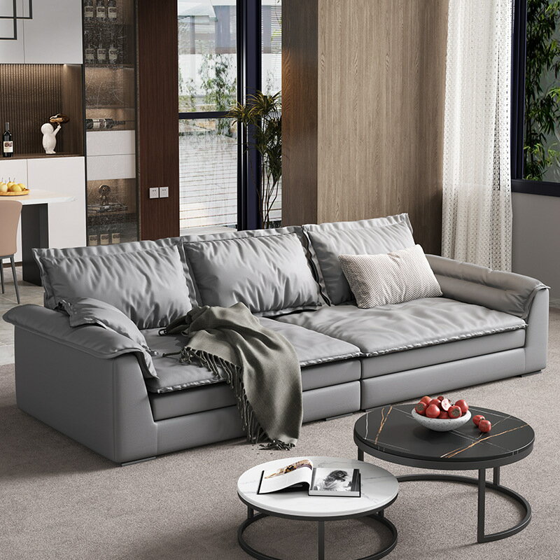 楓林宜居 超大座深沙發意式輕奢布藝羽絨直排科技布四人沙發現代簡約客廳