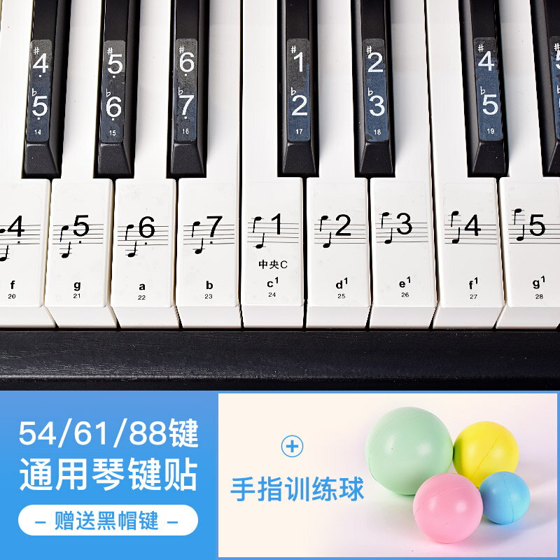 鍵琴貼 音符鍵位貼 納米鋼琴鍵盤貼紙88鍵61鍵54鍵兒童成人電子琴五線譜簡譜按鍵貼『cyd12638』