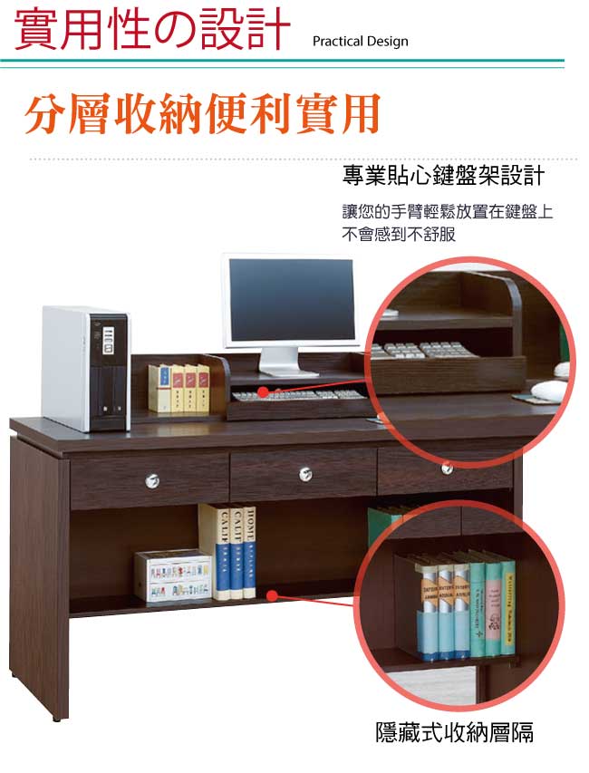 【綠家居】范特亞 時尚5尺木紋書桌/電腦桌(三色可選) 4
