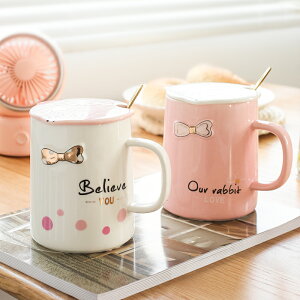 創意陶瓷馬克杯帶蓋勺牛奶咖啡杯男女情侶家用茶杯大容量喝水杯子