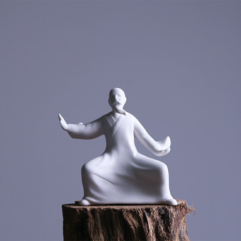 【德化白瓷】功夫太極人物禪意中式和尚陶瓷書房精品創意家居擺件1入 1