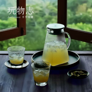 日式錘紋冷水壺套裝家用玻璃耐高溫波紋水果茶水具水杯套裝1入