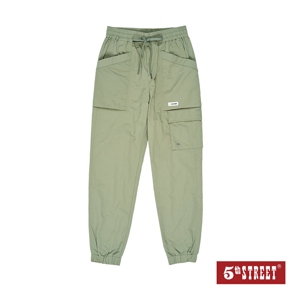 女裝 工裝褲 長褲 綁帶 尼龍褲 輕裝 輕量 多袋 錐形褲 工作褲 淺綠色 (937007) 【5th STREET】【APP下單享4%回饋】