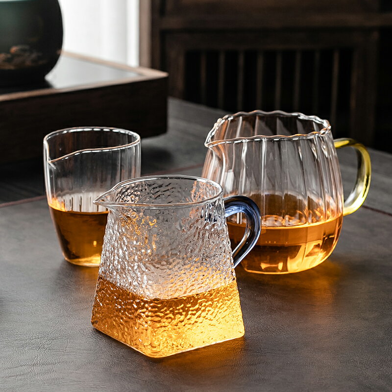 耐熱玻璃公道杯茶漏一體加厚套裝綠茶茶具月牙過濾泡茶公杯分茶器