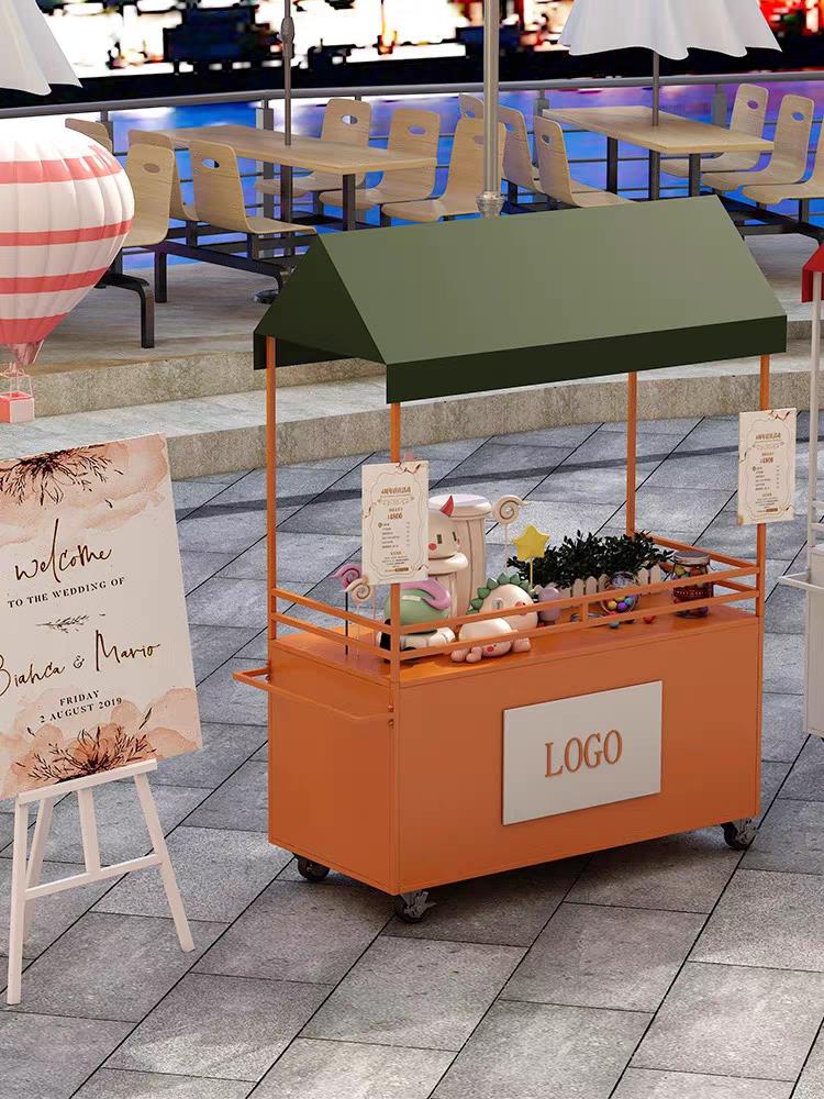 熱銷鐵藝擺攤小推車移動地攤小吃車展示架夜市花車戶外集市攤位展示車