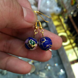 老北京景泰藍老貨獨家珍藏80年代老珠子獨特珠子耳釘耳環耳墜