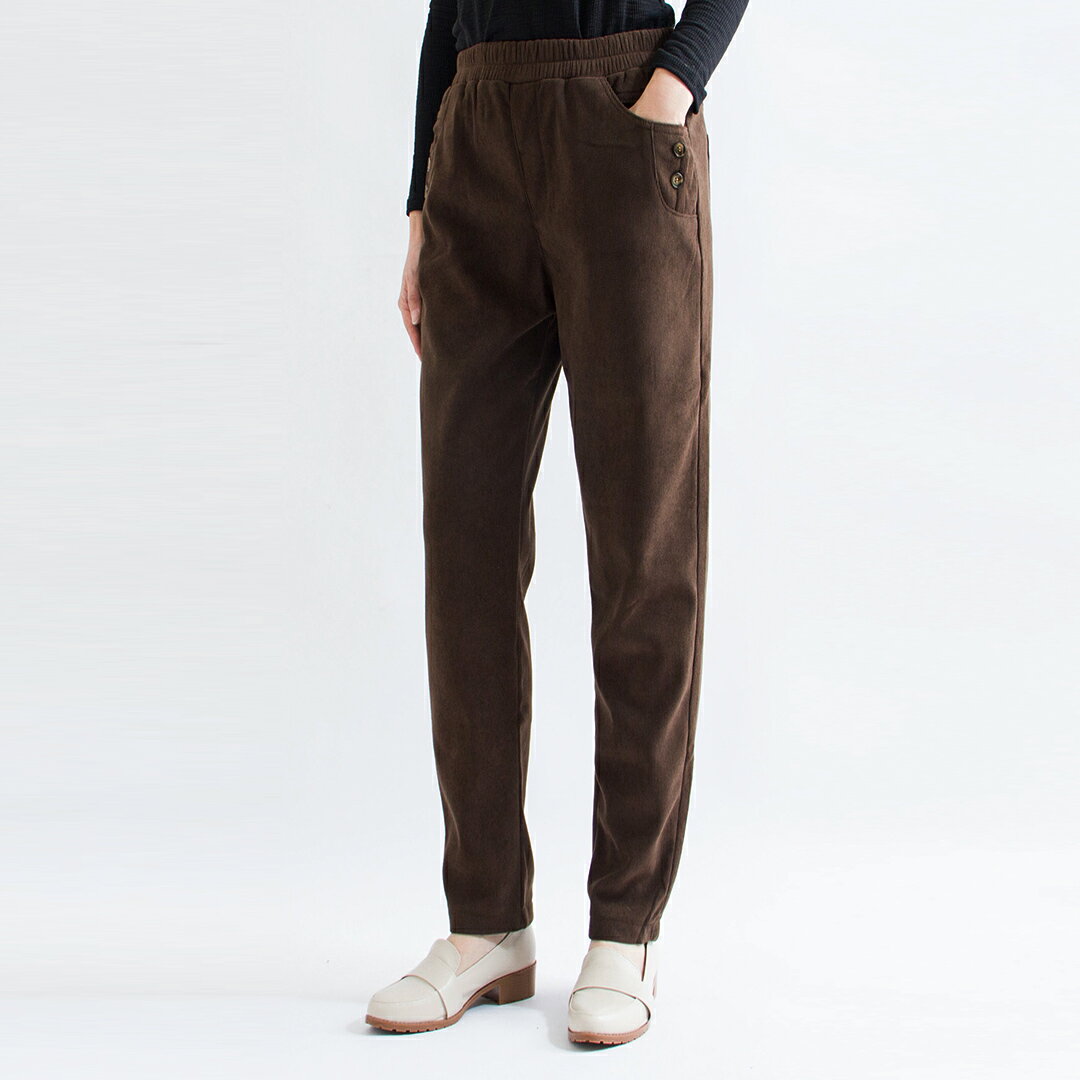 燈芯絨內刷珍珠絨保暖褲(M-2L)【B350108】