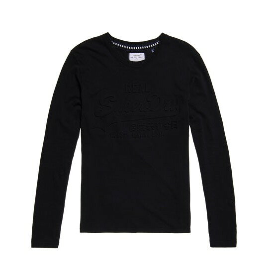 跩狗嚴選 極度乾燥 Superdry 低調 壓印Logo 純棉長袖 T-shirt 上衣 T恤 薄長袖 長T 黑色 純棉 土耳其製