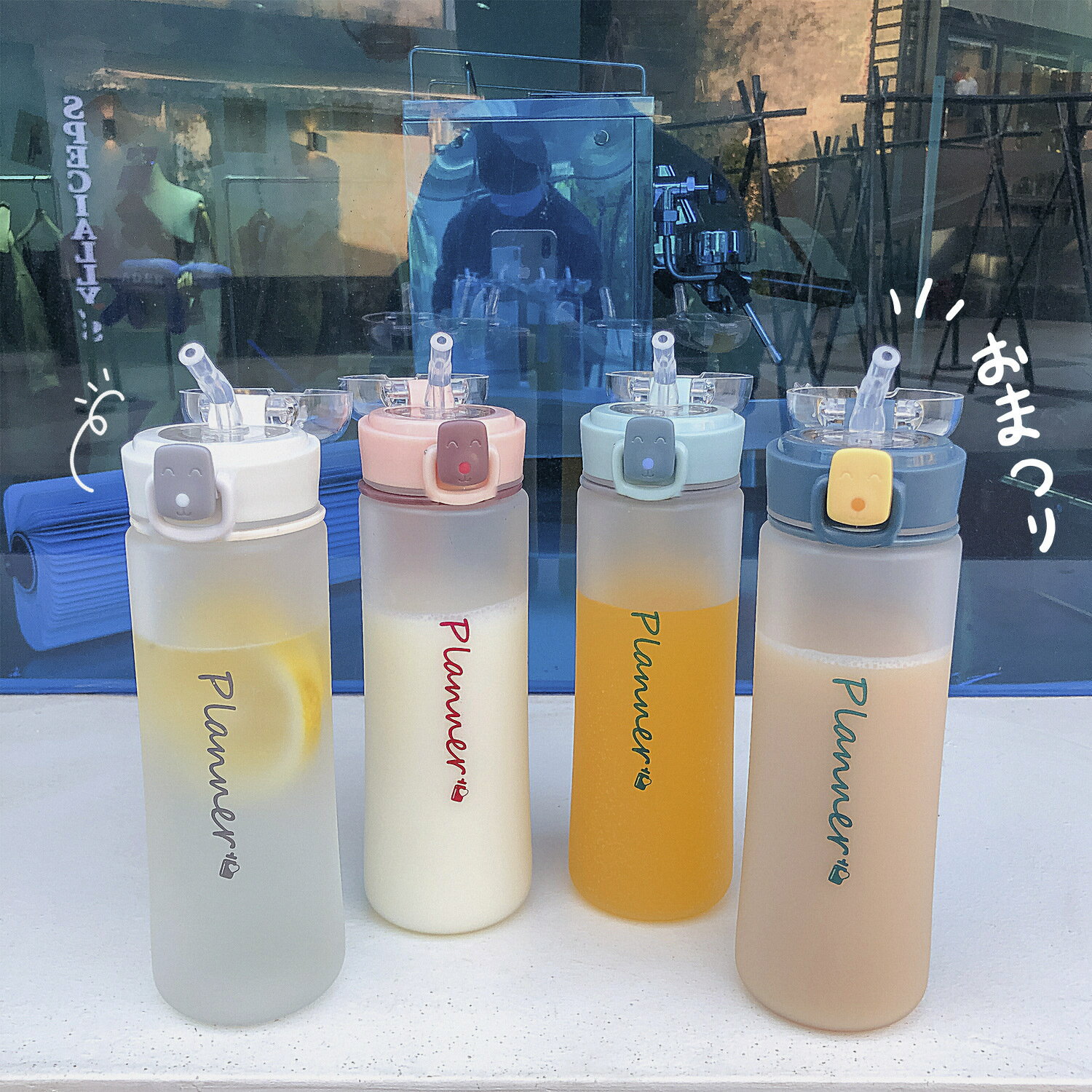 塑膠水杯女夏季可愛便攜帶吸管網紅款磨砂ins風學生簡約辦公室用