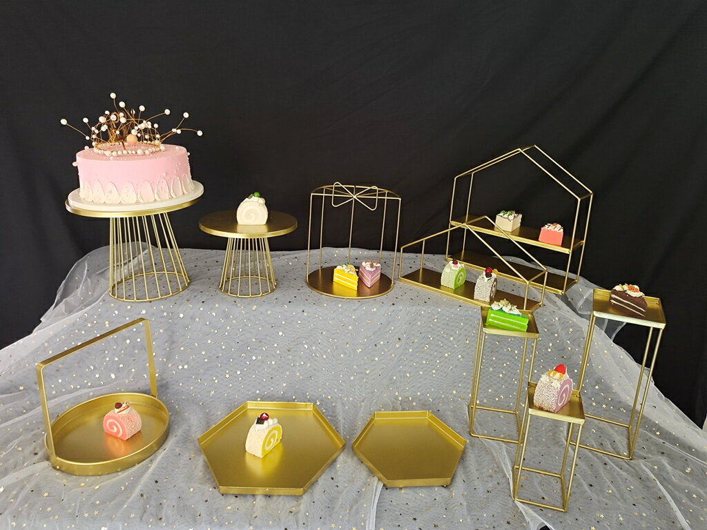 生日布置甜品臺擺件婚禮展示架子歐式水果擺臺蛋糕托盤點心架