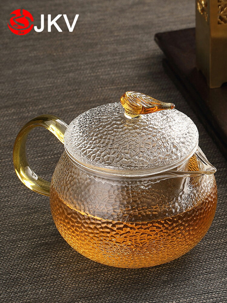 玻璃茶壺耐高溫錘紋泡茶壺加厚耐熱過濾花茶壺家用蒸茶壺茶具套裝